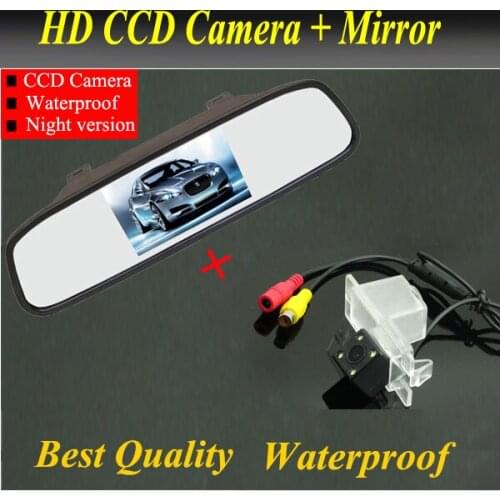 2in1 4.3" Car Monitor mirror+ CCD Car rear view parking camera For Ssangyong Kyron Rexton Korando Actyon Reverse rearview Camera