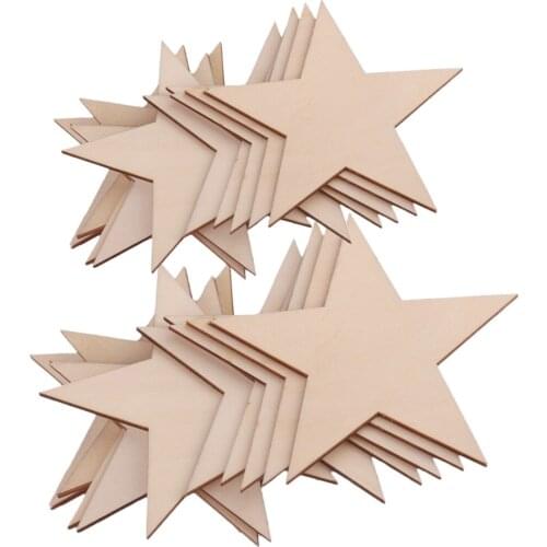 20pcs Natural Unfinished Star Shape Wooden Embellishments for DIY Crafts for Wedding Party Christmas Decoration 80mm 100mm
