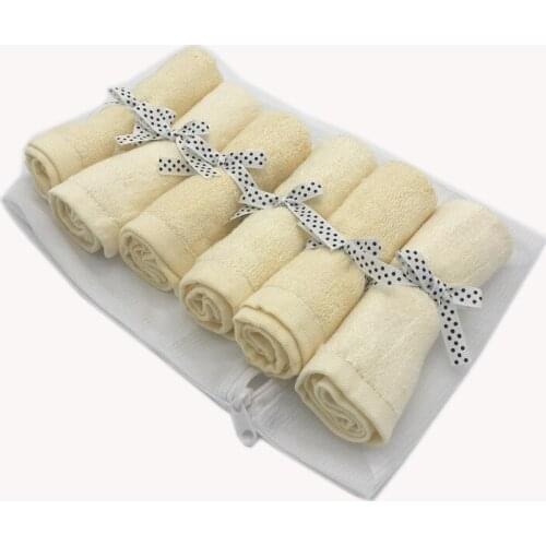 6 Pack/set per Laundry bag organic premium bamboo Baby washcloths 100%bamboo Natural baby towel Size 10"x10" Dot Silk ribbons