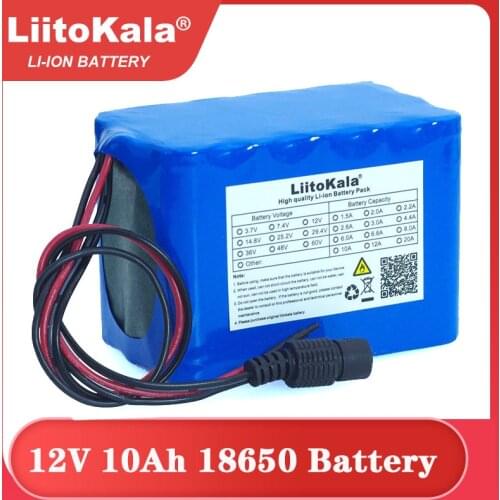 LiitoKala 100% New Protection Large capacity 12 V 10Ah 18650 lithium Rechargeable battery pack 12v 10000 mAh capacity with BMS