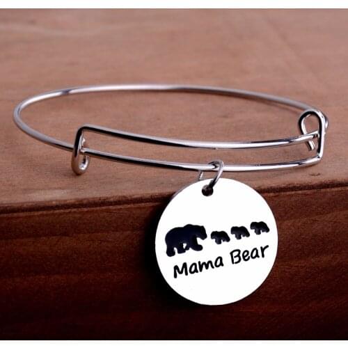 Bespmosp 12PC/Lot Family Love Three Bears Mama Bears Pendant Bracelets Bangles Women Mom Mommy Charm Jewelry Gifts Mothers Day