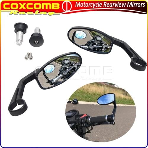 7/8" 22mm Handlebar End Motorcycle Black Rear view Side Mirrors Universal For BMW Kawasaki Yamaha Honda Suzuki Cafe Racer
