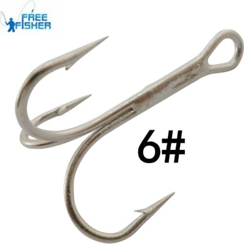 Free Fisher 100pcs/set Triple Hook 6# High Carbon Steel Fishing Tackle 3551 Treple Fishing Hooks Sharp Tips for Carp Fishing