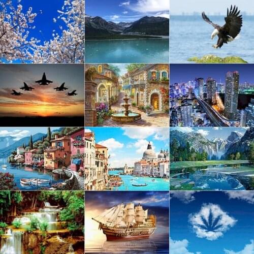 GATYZTORY 5D Diamond Painting Scenery Sea Full Square&Round Diamond Embroidery Mosaic Landscape Home Decor New Arrival
