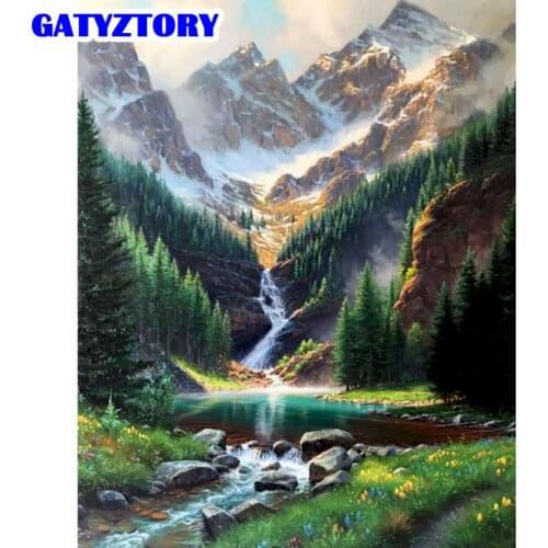 GATYZTORY Snow Mountain Scenery Paint By Numbers 40x50cm Framed Oil Picture HandPainted Acrylic Draw On Canvas Wall Artwork