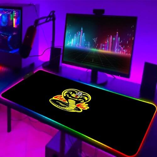 LED Gaming Mouse Pad RGB Large Keyboard Mat Table Cover Rubber Computer Mouse Pad Desk Mat Cobra Kai Season 3 PC Gamer Mause Pad