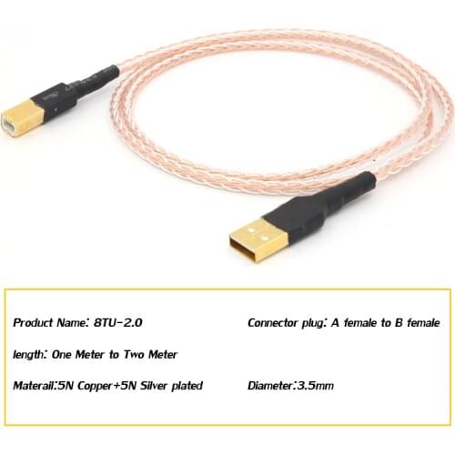 Hifi High Quality 5N OCC high purity copper plated silver cable Hifi USB Cable Type A to Type B Hifi Data Cable For DAC