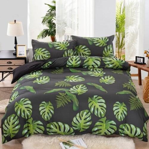 Tropical Wind Bedding Set With Pillowcase Green Leaf Duvet Cover King Queen Size Quilt Cover Set Single Double Bedclothes