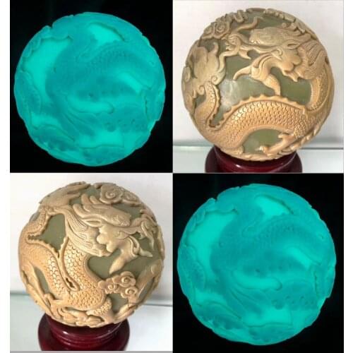 Nice Flaring Ore Ball Hand Carved Dragon Shine Tombarthite Night-luminous Sphere