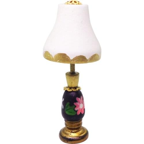 Dollhouse Light Lamp Toy 1/12 Miniatures Furniture Toy - Mini Table Lamp Desk Light Model Micro Landscape Accessory