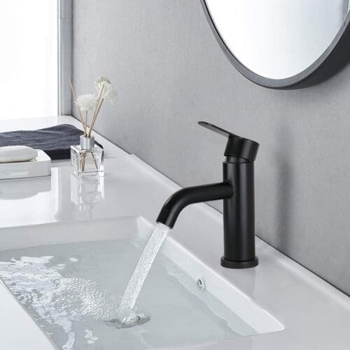 AZOS Matte Black Bathroom Faucet Single Hole Bathroom Sink Faucet Single Handle Bathroom Basin Faucet