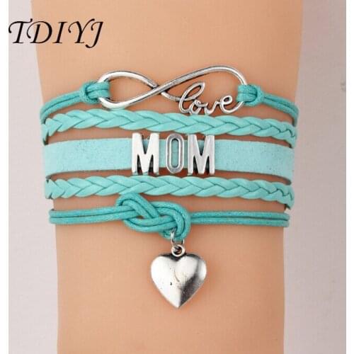 TDIYJ Multilayer Infinity Love Heart Braided Bracelets Vintage MoM Slide Charms Bracelet&Pendant as Mothers Gift