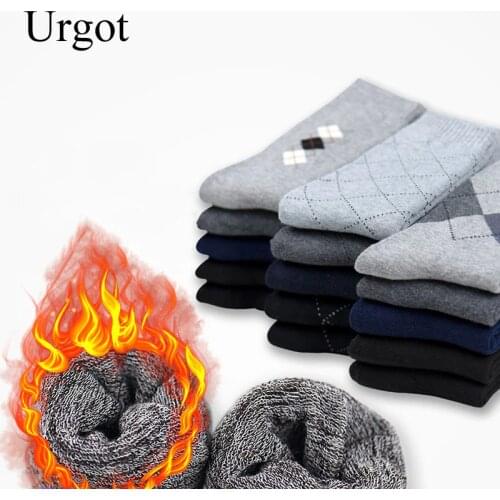 Urgot 5 Pairs Socks Mens Winter Cotton Towel Socks Diamond Plus Velvet Thickening Warmth Adult Terry Socks Calcetines Hombre
