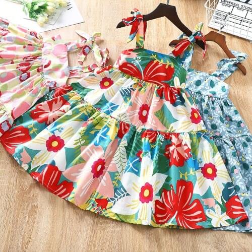 New Girls' Dresses Summer Princesses Childrens Girls' Dresses Cute Cotton Sling Dresses Baby Girl Dress Toddler Girl Clothes