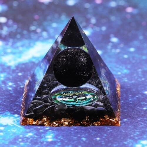 Orgone Pyramid Natural Obsidian Reiki Healing Metaphysical Crystal Chakra Balancing Energy Generator Emf Protector