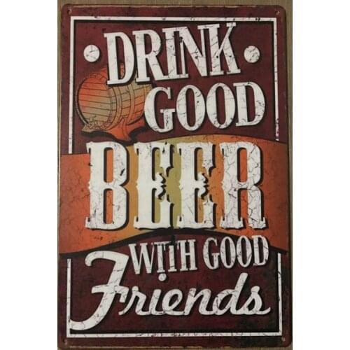 Beer Friends Rustic Garage Rustic Metal Tin Signs Man Cave, Shed & Bar Sign