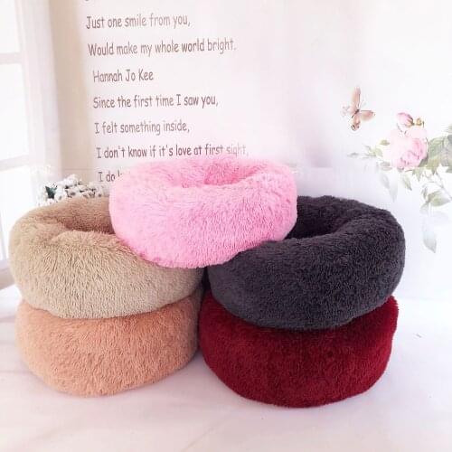 Plush Warm Fleece Dog Bed Round Pet Lounger Cushion For Small Medium Large Dogs Cat Winter Dog Kennel Puppy Mat Pet Bed