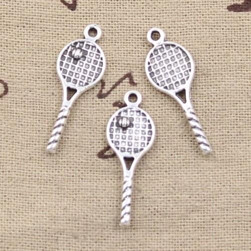 30pcs Charms Tennis Racket 30x10mm Antique Silver Color Pendants DIY Necklace Crafts Making Findings Handmade Tibetan Jewelry