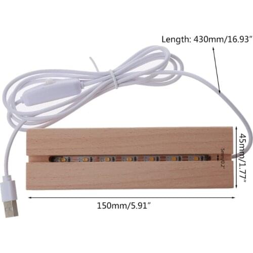Resin Art Rectangle LED Lights Display Base Crystal Wooden Lighted Base Stand N0HE