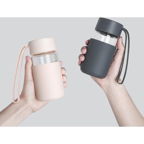 Tea Infuser Portable Glass Water Bottle with Cover 300ml Small Drinking Bottle Travel Juice Coffee Mug Lovers Eco-Friendly