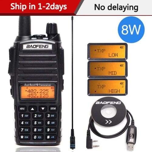 Baofeng UV-82 Plus 8 Watts High Power Walkie Talkie Dual Band VHF/UHF 10km Long Range UV82 Two Way Ham CB Amateur Portable Radio