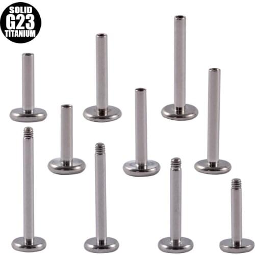 5PCS/Lot G23 Tiatnium Internally&External Threaded Labret Shaft Lip Bar Ear Tragus Replacement Flat Bar Piercing Jewelry 16G
