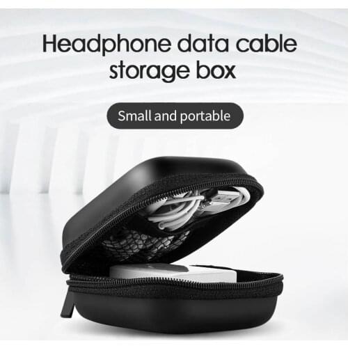 Universal Earphone Bag Holder Case Phone Cables Plug Storage Carrying Hard Bag Portable Travel Organizer Box with Lanyard