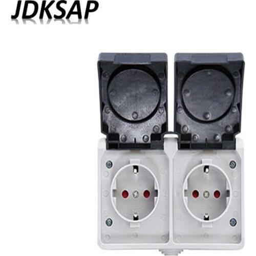 New Waterproof Socket IP44 With Waterproof Cover Outdoor Kitchen Bathroom Surface Type Connector EU German Standard