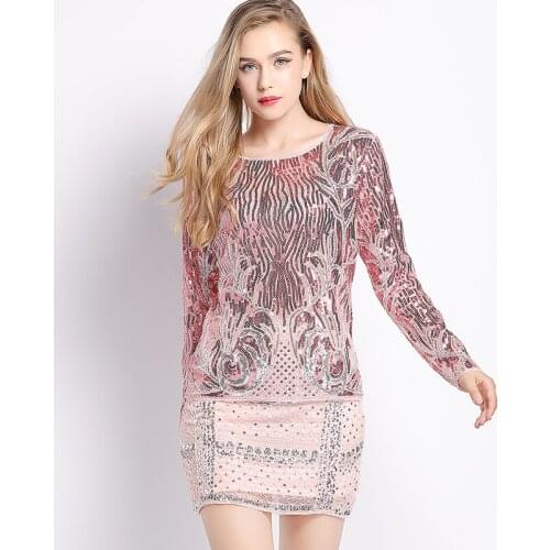 H80&S90 New Women Vintage O-Neck Long Sleeve Heavy Embroidered Leaf Floral Sequin Beaded Mesh Tank Top See Through Blouse Shirt