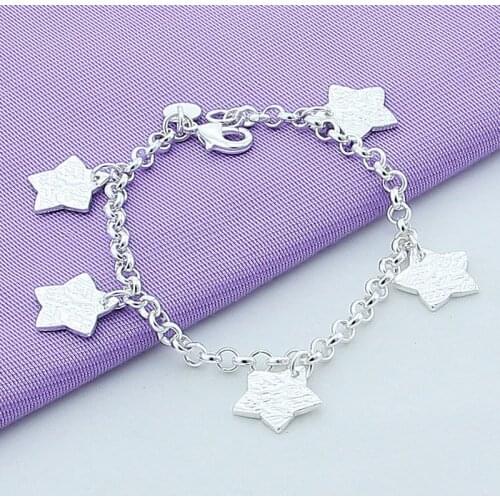 New Fashion Silver 925 Jewelry Sky Star Chain Bracelet Women Lady Jewelry Silver Charm Bracelets