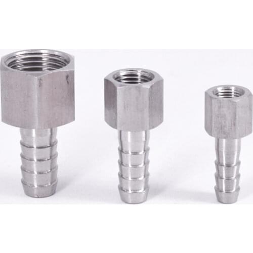 1/8" 1/4" 3/8" 1/2" BSPP Female x Fit 6/8/10/12mm Hose Barb Hosetail Fitting 304 Stainless Water Gas Propane