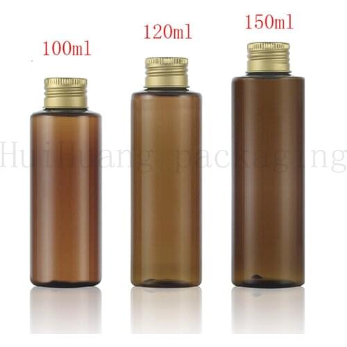 100/120/150ml brown bottle Packaging Container Aluminum Cap Plastic Bottles Facial Cream Make Up Travel Size Tools Empty bottle