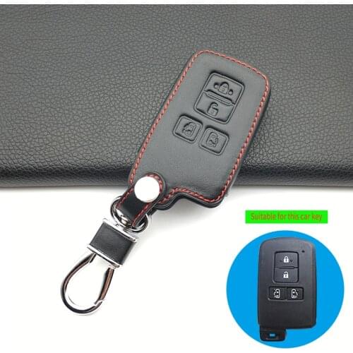 4 Buttons 100% Leather Car Key Case Fob Cover Protect Shell for Toyota Sienta Remote Key Case for Car Interior Accessories