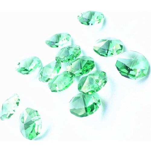 100pcs/lot 14mm Apple Green Crystal Glass Octagon Chandelier Beads In One Hole for DIY Loose Beads Decration Supples, Hot Sale