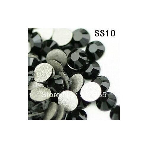 1440pcs/bag ss10 black color flat back Rhinestones,non hotfix DIY nail cellphone laptop art Free shipping