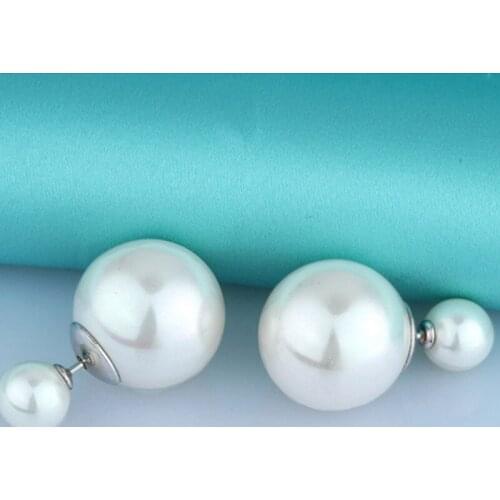 2Pair/lot Cute Girls Double Side Pearls Stud Earring Women Fashion Big Pealrs Earing Female Jewelry Party Wedding Gift Brincos