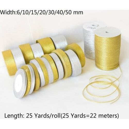 3-50mm) Gold/Silver Silk Satin Organza Ribbon Glitter Embroidered Onions Ribbons For Wedding Cake Gift Decor DIY Craft Supplies