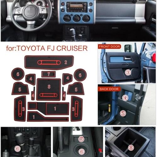 3D Rubber Mat For Toyota LAND CRUISER FJ Lnterior Anti Slip Mat Door Slot Pad Cup Cushion Groove Mat Car Accessories 15pcs