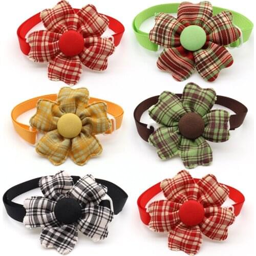 50/100 Pcs Dog Accessories for Large Dogs Flower Style Dogs Bow Ties Necktie Adjustable Dog Bow Tie Collar Supplies Dog Grooming