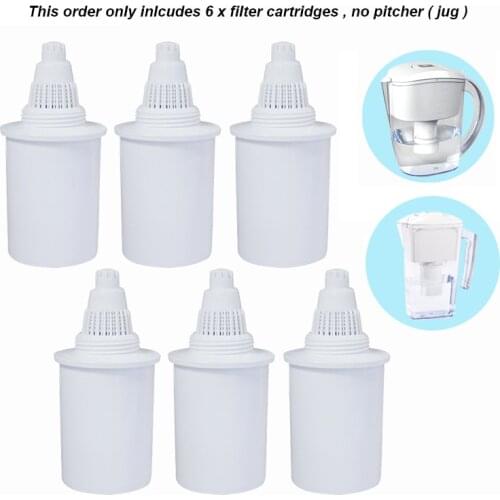 6pcs/Lot Replacement Filter Cartridges for Household 2.5L & 3.5L White Alkaline Water Filter Pitcher Mineral Water Ionizer Jug