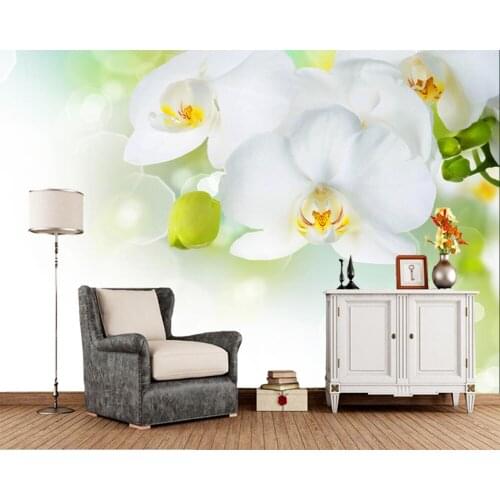 Orchid White Flowers photo 3d wallpaper mural papel de parede,living room sofa TV wall bedroom wall papers home decor cafe bar