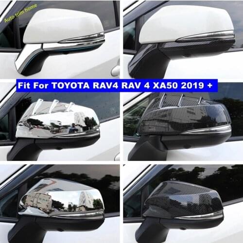 Door Rearview Mirror Protection Cover Trim Fit For TOYOTA RAV4 RAV 4 XA50 2019 2020 2021 Carbon Fiber ABS Auto Accessories