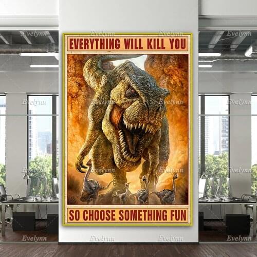 Something Fun Dinosaur Poster, Tyrannosaurus Rex Print, Funny Bathroom, Funny Home Art Home Decor Canvas Wall Art Prints Gift