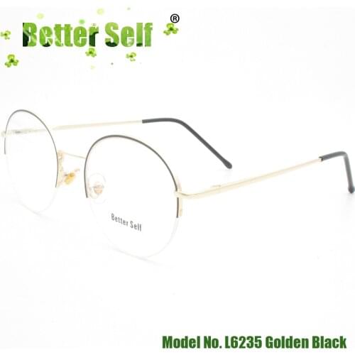Designer Metal Spectacles Better Self L6235 Myopia Round Half Frames Women Glasses Fashion Spring Hinge Eyeglasses