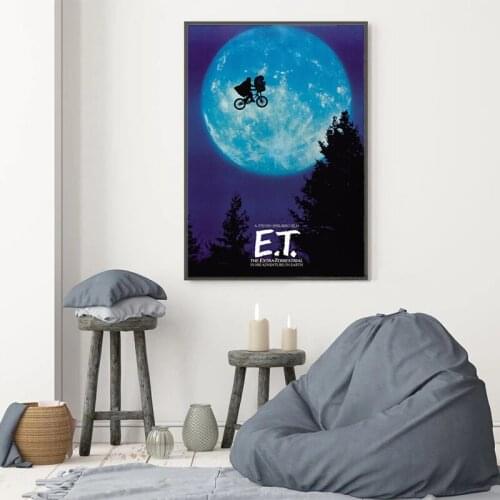 E.T.The Extra-Terrestrial UFO Movie Posters and Prints Canvas Painting Wall Art Picture for Living Room Interior Home Decoration