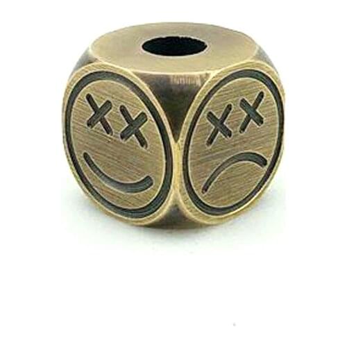 Outdoors DIY Tools EDC Solid Brass Dice Smile Cry Face Knife Beads Lanyard Pendants Key Rings Accessories