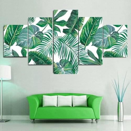Modern Style Tropical Plants Poster Green Leaves Decorative Picture Modern Wall Art Paintings for Bedroom Living Room Home Decor