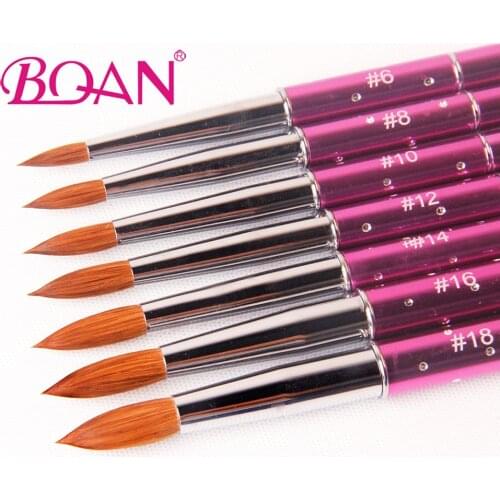 BQAN 1 pc Kolinsky Sable Brush Acrylic Nail Art Brushes Manicure Art Tool #6#8#10#12#14#16#18#20 Nail Painting Pen Brush Tool