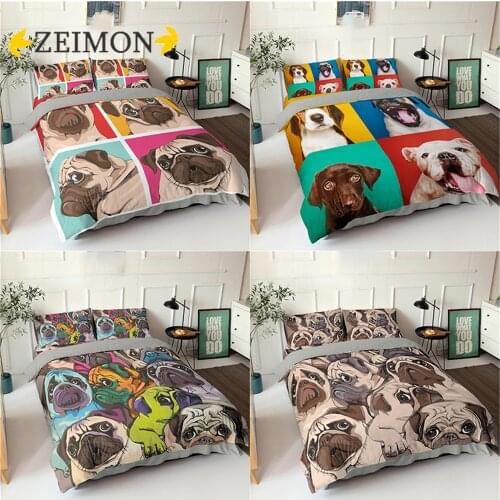 Cartoon Dog Duvet Cover Set Puppy Bedding Set For Kids Bedcloth 2/3pcs Queen King Twin Size Bed Set