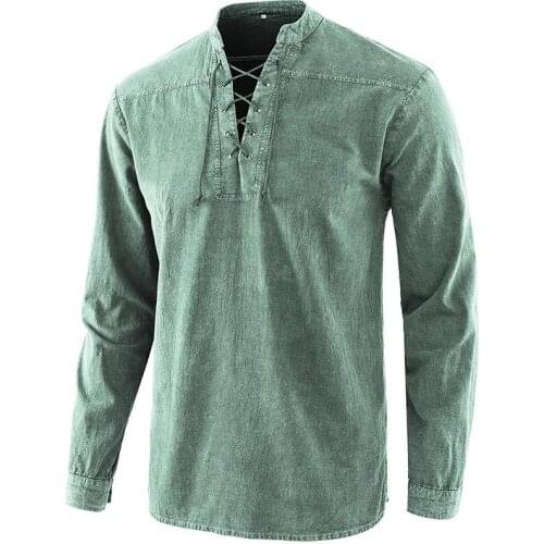 Moomphya Medieval Henley Collar T Shirt Men Straps Deep V Neck Men T-shirt Streetwear Tshirt Funny T Shirts Summer Tee Shirt